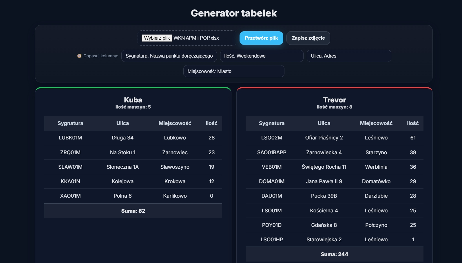 Podgląd generatora APM